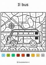 Colora Colorare Numeri Conta Pianetabambini Colori Inglese Veicoli Bus Principesse sketch template
