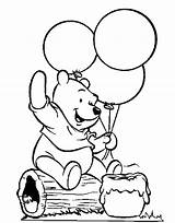 Pooh Coloring Winnie Pages Balloons Balloon Birthday Bear Baby Eeyore Happy Kids Cute Sheets Holding Print Printable Color Pdf Rabbit sketch template