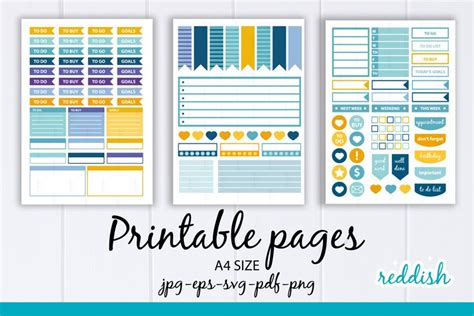 printable pages  stickers  size digital
