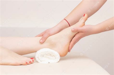 foot massage in spa salon closeup foot massage relax