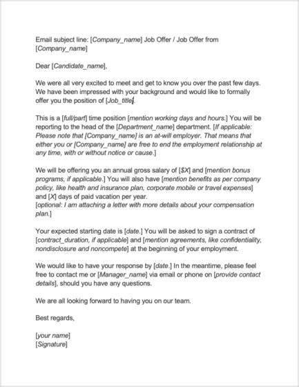 job offer letter templates   circumstance  tips workable