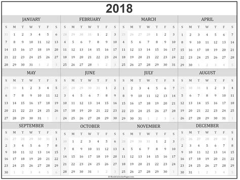 year calendar yearly printable