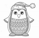 Zentangle Coloring Pages Christmas Winter Adult Penguin Animal Zentangles Colouring Zen Sheets Mandala sketch template