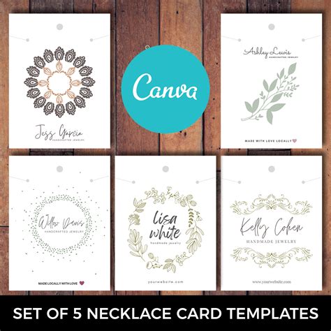 printable necklace card templates bundle   editable canva templates
