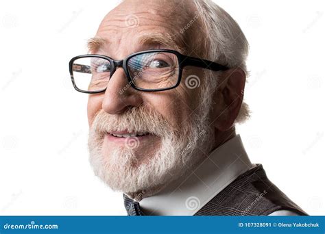 Pleased Old Man Wearing Eyeglasses Stock Image Image Of Businessman