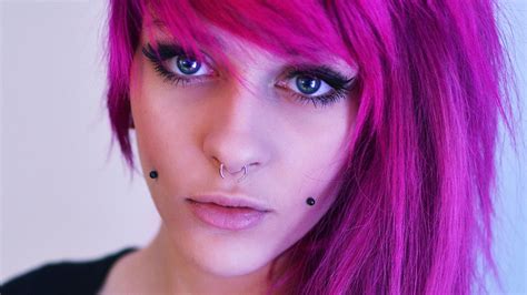 Wallpaper Face Women Model Portrait Dyed Hair Nose