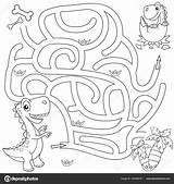 Labyrint Dinosaur Labirinto Spel Labyrinth Doolhof Vectorillustratie Dinosaurus Vinden Dinosauro Gioco Percorso Maze Helpen Kinderen Stockillustratie sketch template
