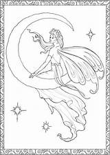 Coloring Fairy Pages Para Colorir Fadas Adult Fairies Moon Desenhos Book Creative Dover Drawing Fada Amazon Haven Páginas Sitting Imprimir sketch template