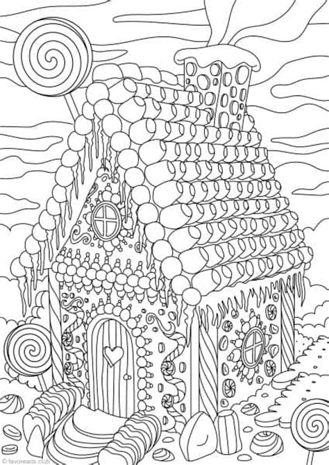 gingerbread house printable adult coloring pages  favoreads