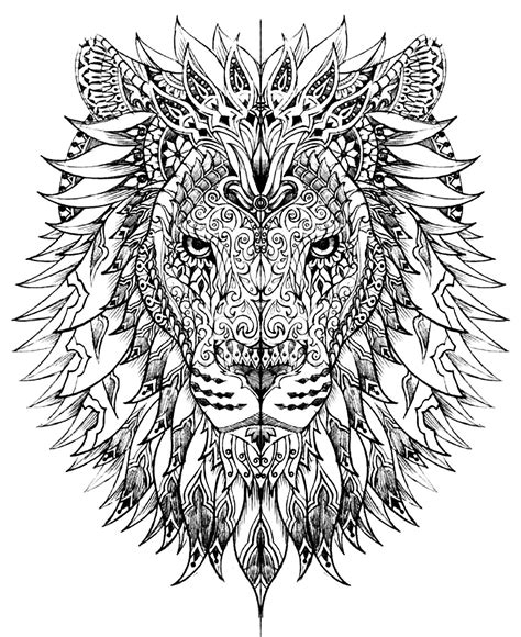 lion head lions adult coloring pages