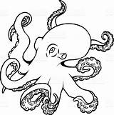 Octopus Drawing Drawn Hand Getdrawings sketch template