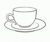 Cup Tea Drawing Clipart Clip Teacup Coloring Outline Cups Pages Colouring Visit Easy Party sketch template