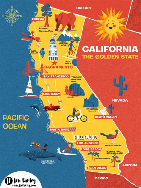 illustrated map  california  golden state jennifer farley