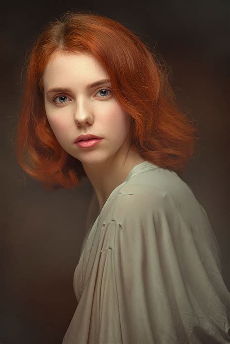 Redhead Portrait Simple Background Women Pavel Cherepko