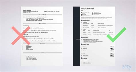 acting resume template  tips examples