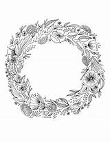 Coloring Wreath Bloemenkrans Kleurplaat Flowers Whimsical sketch template