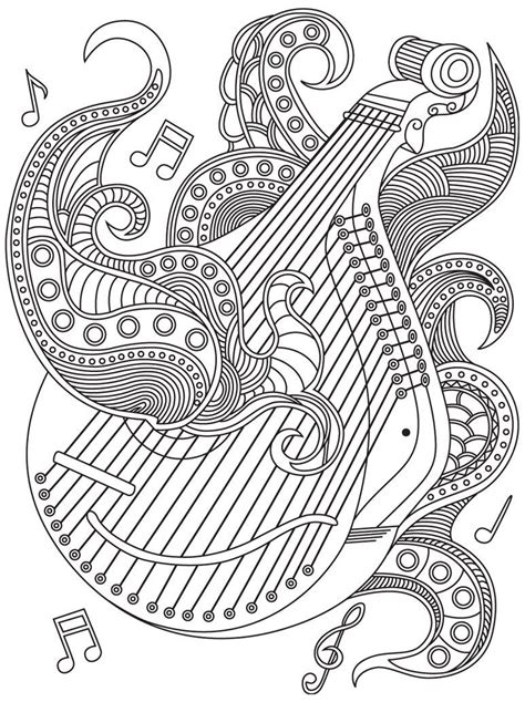 musical instruments coloring page dibujos musicales mandalas