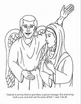 Mary Coloring Angel Visits Pages Gabriel Hail Template Popular Library Clipart sketch template