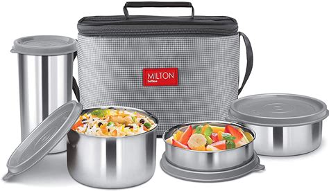 buy milton delicious combo stainless steel insulated tiffin  pieces set  container