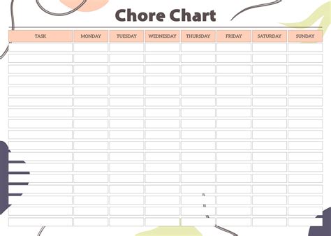 printable chore charts     printablee