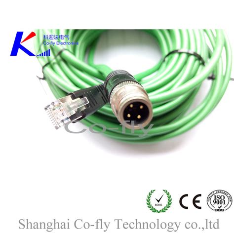 China M12 4 Pins Shielded Male With Rj45 Male Electrical Connector Plug