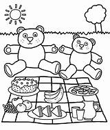 Coloring Pages Teddy Bear Kids Birthday Picnic Sheets Crafts sketch template