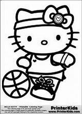 Kitty Hello Coloring Basketball Pages Printable Nerdy Cute Printablee Via sketch template