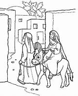 Joseph Mary Coloring Bethlehem Pages Donkey Christmas Bible Story Jesus Baby Nativity Travel Children Arrived Printable Stories Enter Colouring Color sketch template