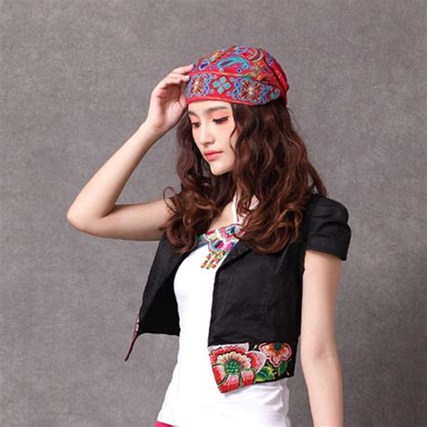 Women Mexican Style Ethnic Vintage Cap Embroidery Flowers Bandanas