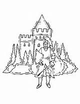 Castle Coloring Medieval Knight Front Color Kids sketch template