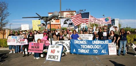 people  protesting drones  san diego