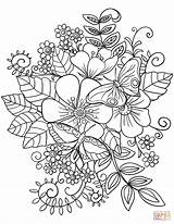 Coloring Flowers Butterflies Pages Printable Drawing sketch template