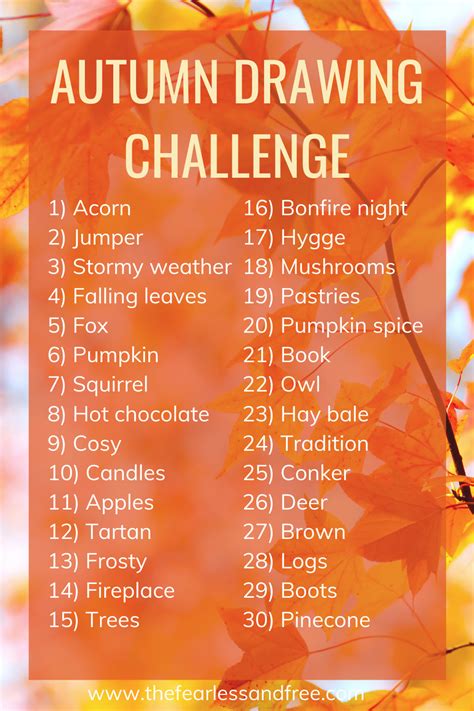 autumn drawing prompts prompt list drawing challenge creative