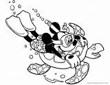 Mickey Coloring Mouse Pages Swimming Disney Turtle Disneyclips Sea sketch template