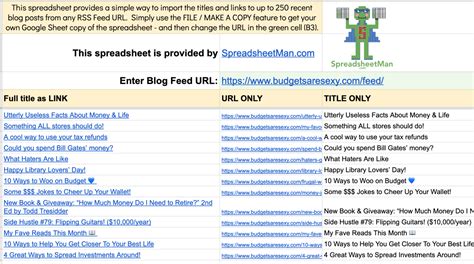 instant blog post index   google sheets spreadsheet spreadsheet man
