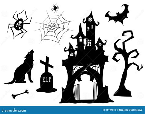 set  halloween silhouettes royalty  stock image image