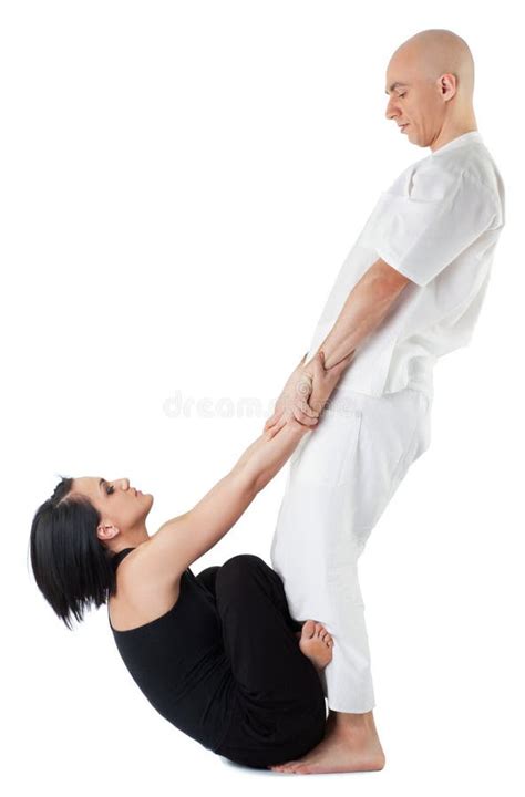 thai massage stretching stock photo image  therapist