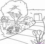 Garden Drawing Simple Landscape Drawings Draw Outline Nature Kids Sketches Getdrawings Para Colorear Flower Step Dragoart sketch template