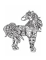 Coloring Horse Horses Pages Zentangle sketch template