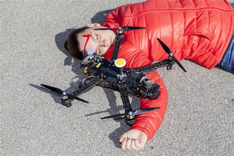 drone quadcopter accident scene  city stock image image  drone injuries