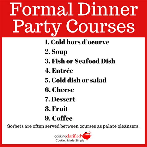 formal dinner party courses cooking clarified