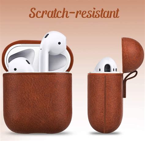 airpods  airpods  cover case hoesje leer airpods case bruin