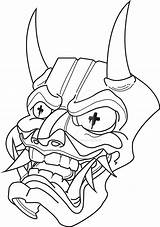 Mask Oni Template Hannya Coloring Pages Sketch sketch template