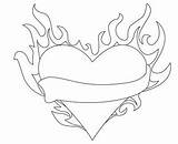 Heart Coloring Fire Drawing Flame Pages Valentines Drawings Crafts sketch template