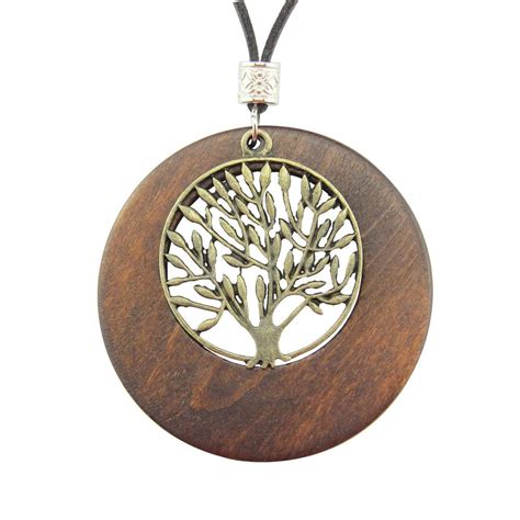 alloy life tree wooden pendant necklace wood fashion necklace  warehouse stock drop shipping