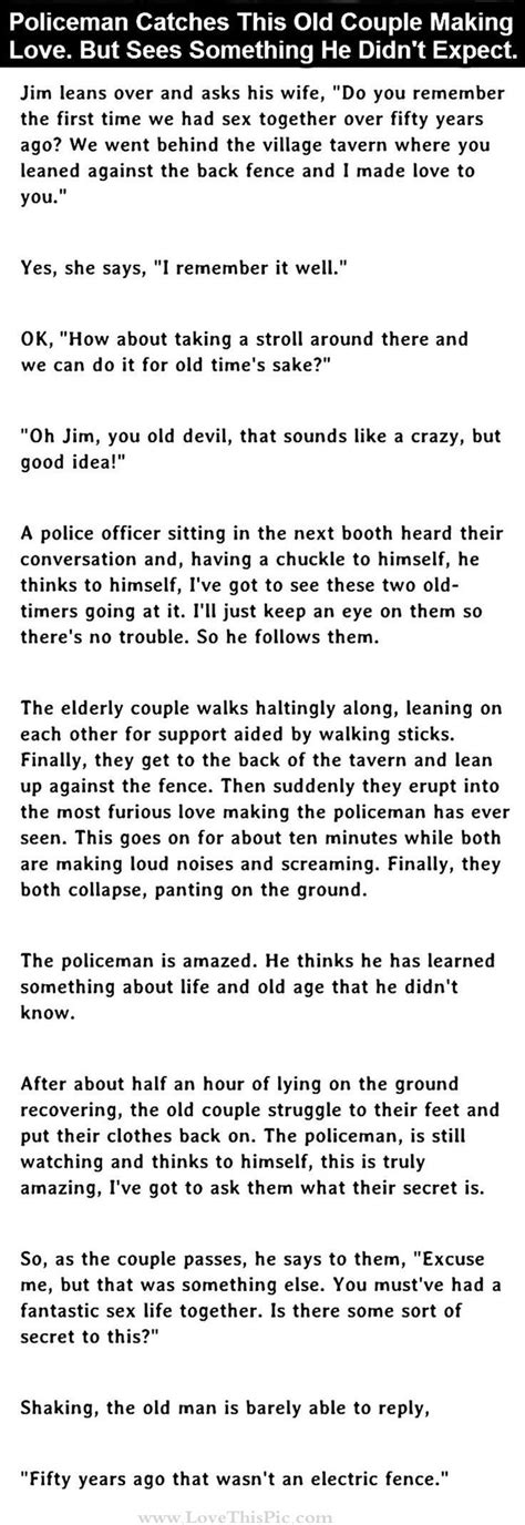 policeman catches old couple making love but he didn t expect this