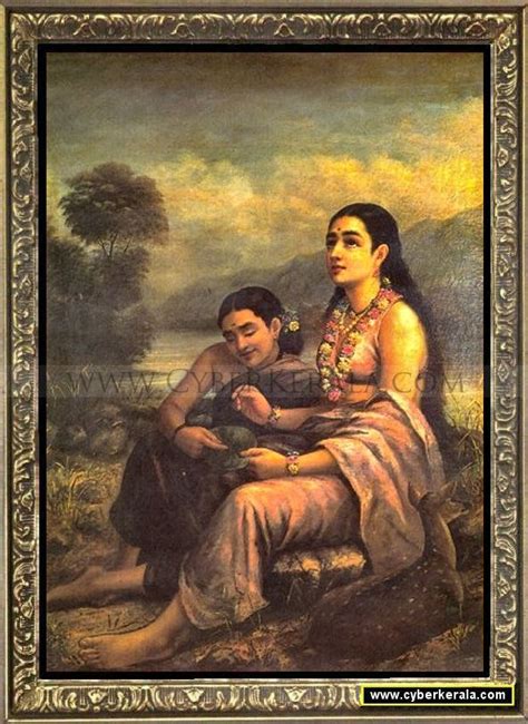 Raja Ravi Varma Oil Painting 19 Sakunthala Pathralekhan