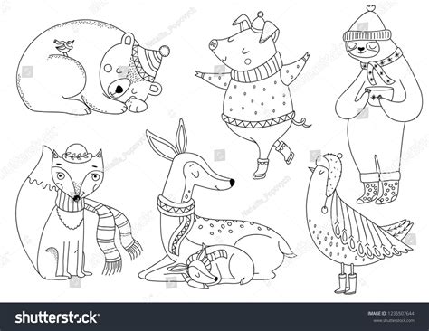cute animals coloring page outline animal characters forest animals