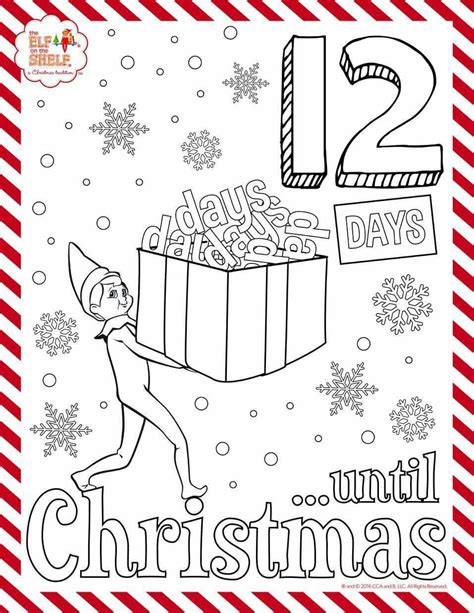 elf   shelf  days  christmas coloring  sheet christmas