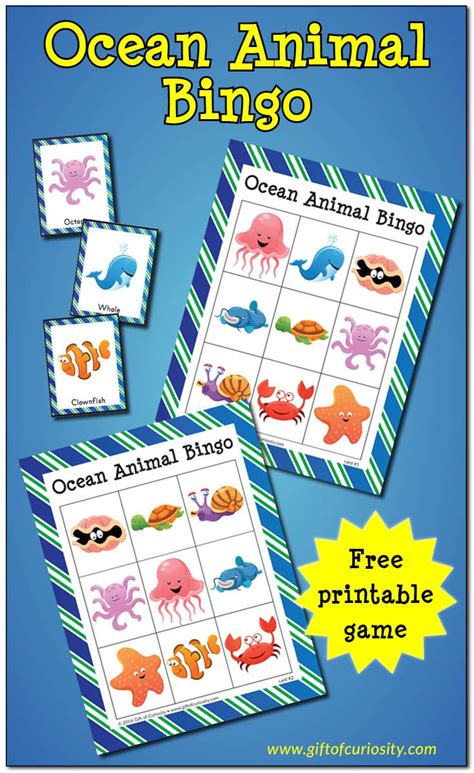 ocean animal bingo  ocean printables ocean theme preschool